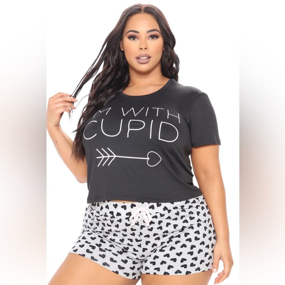 FRENCH AFFAIR NWT I'm With Cupid Pajama Set Plus Size 1X Loungewear Summer